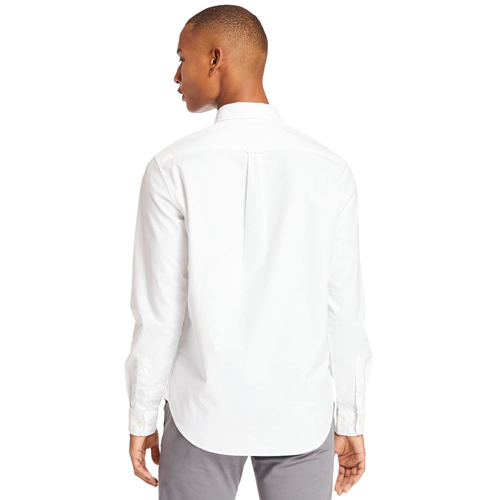 Camasi Timberland Barbati Albi - Long Sleeve Stretch Oxford - Romania - PBDRMY869